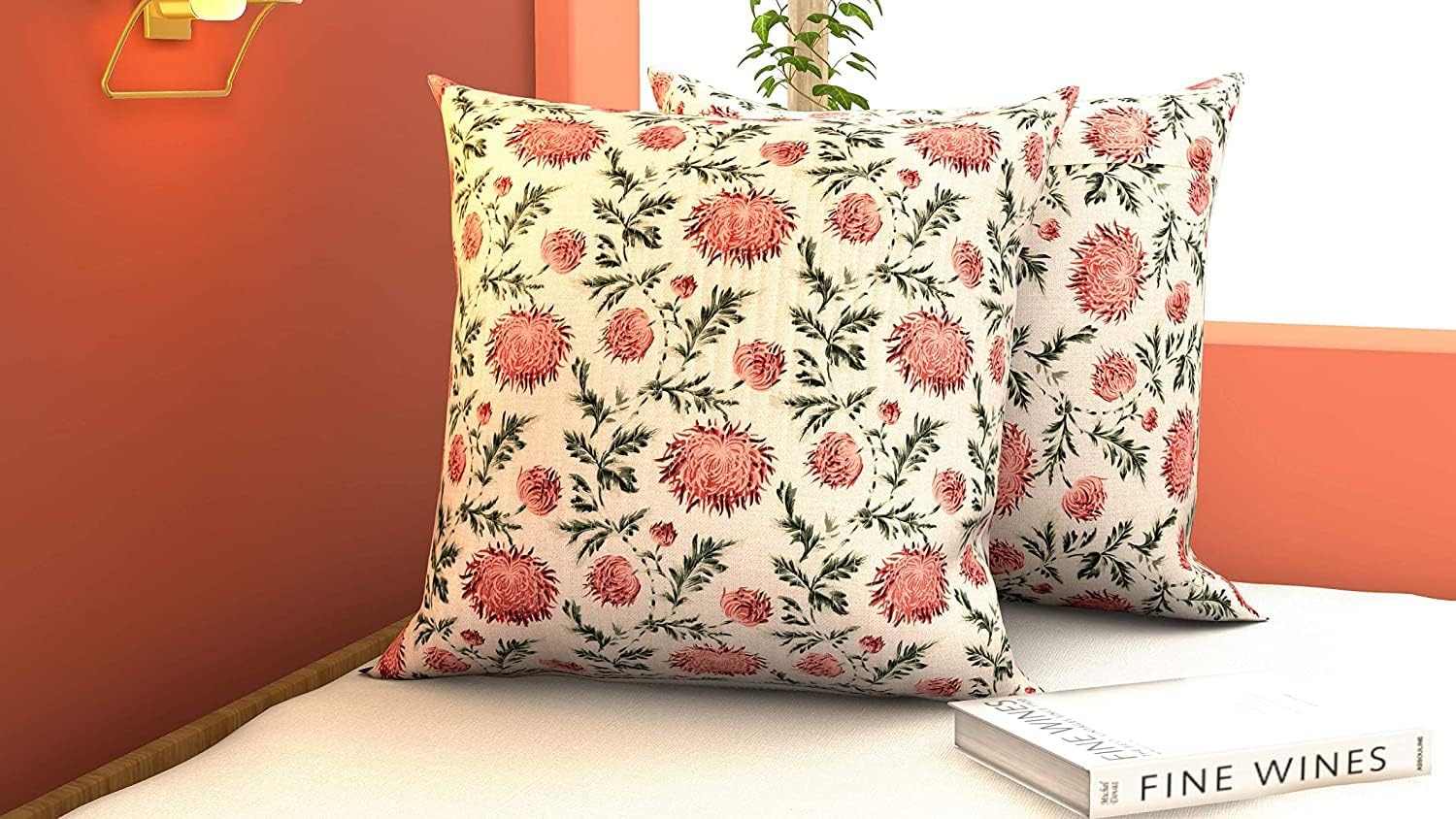 RRC Super Soft Cotton Quilted Reversible Cushion Covers 24X24(in),Pack of 2,Front is Quilted with Soft Cotton Hidden Zipper Closure,Red,400 TC,60 Centimeters,60 Cm
