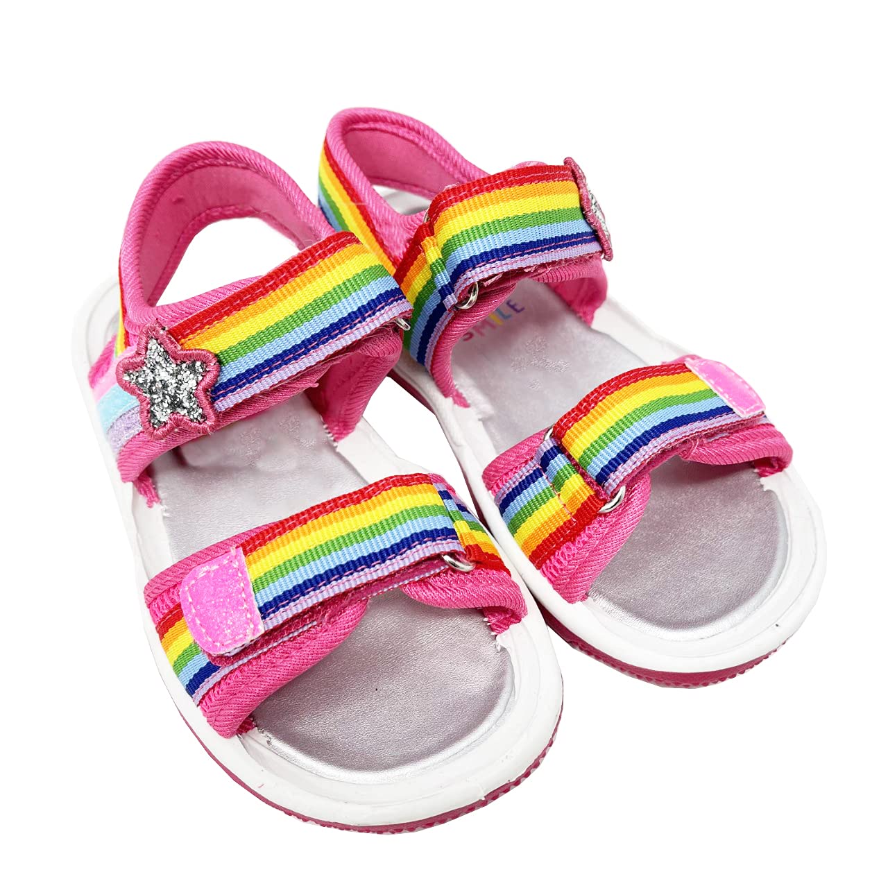 HTUK Girls Sandals Kids Summer Sandals Girls Rainbow Sandals Glitter Sandals UK Size 7-1 (UK Child 7)
