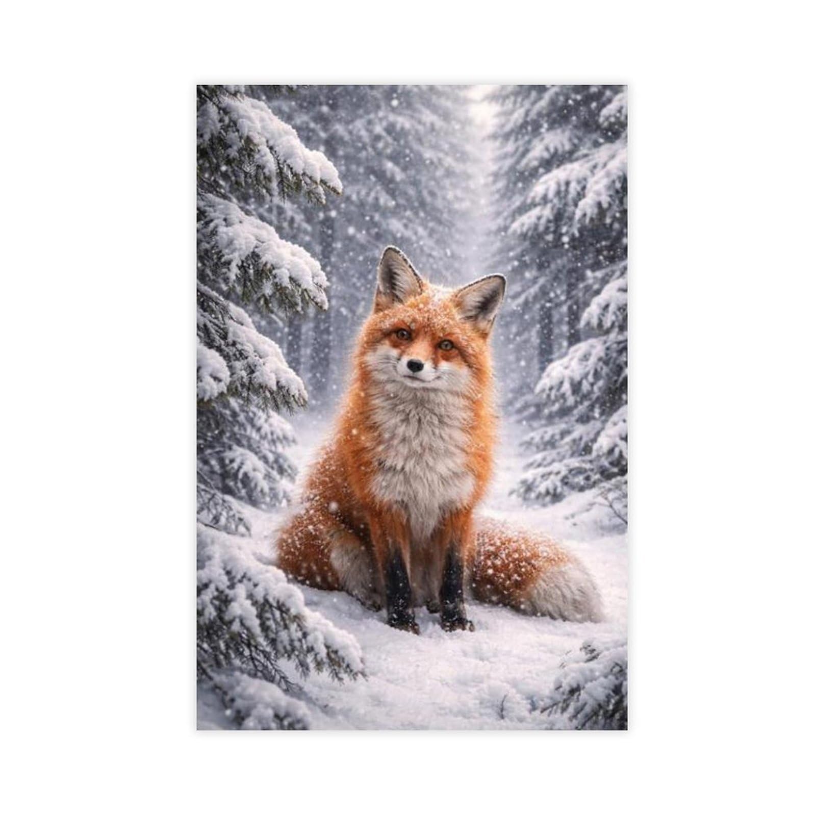 Qnvjqkdsi Unframe Red Fox Animal Art Canvas Poster Bedroom Decor Landscape Office Room Decor Gift 20" L X 30" W