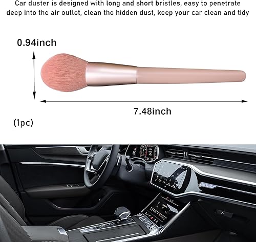 Miniatura 2 de Cepillo de detalles para automóvil, cerdas suaves curvas, colectores de polvo de eliminación automática, tablero universal del vehículo, rejillas de