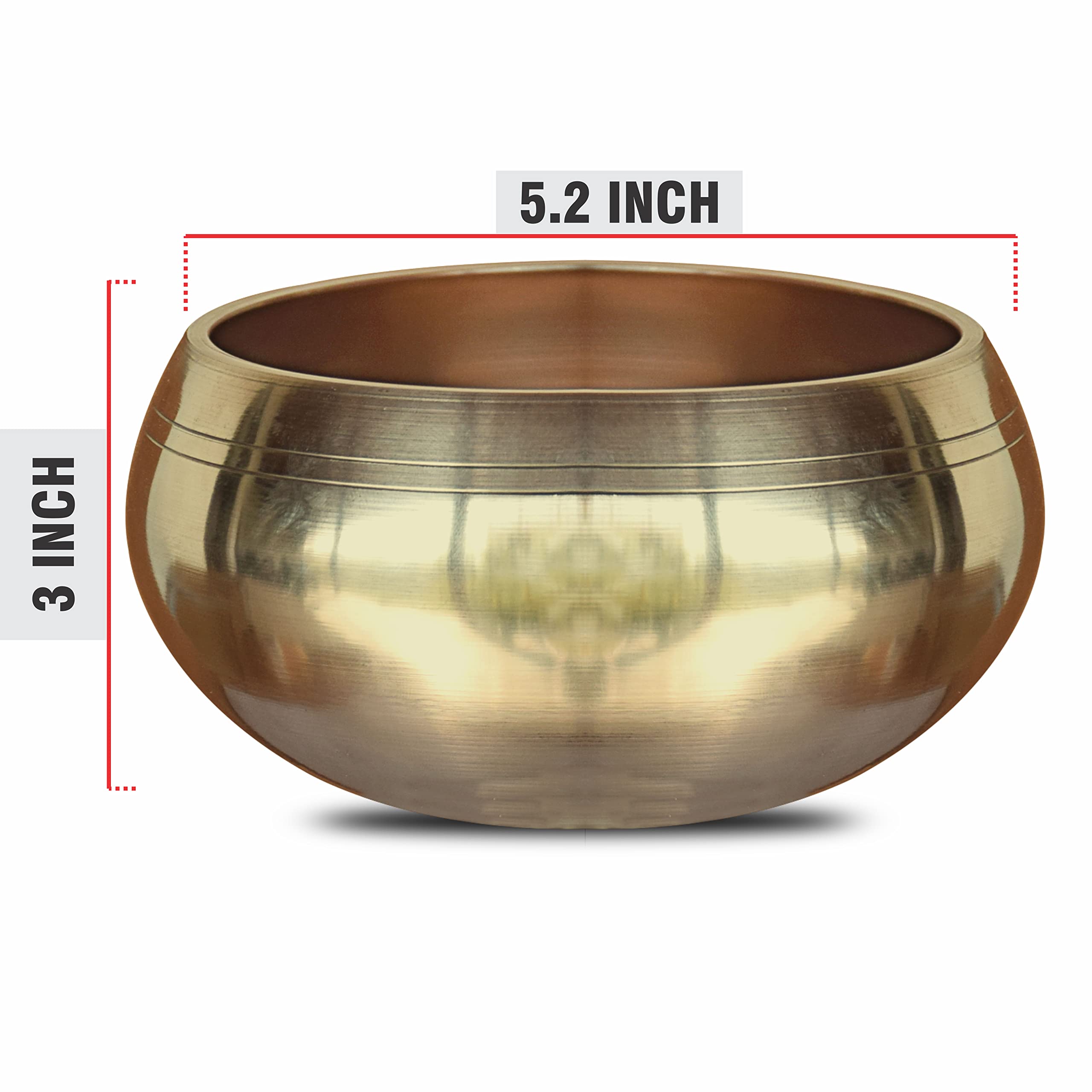 Pure Source India - 5 inches -Singing Bowl Set Singing bowl Mallet Meditation Sound Bowl Musical Instrument for Stress Relief and Meditation Music Gold 2