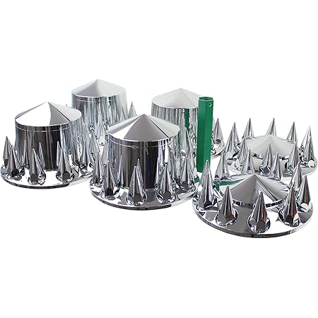 Chrome Dome Axle Cover Combo Kit W/33mm Thread-On Cylinder Nut Cover Semi Truck - View #3