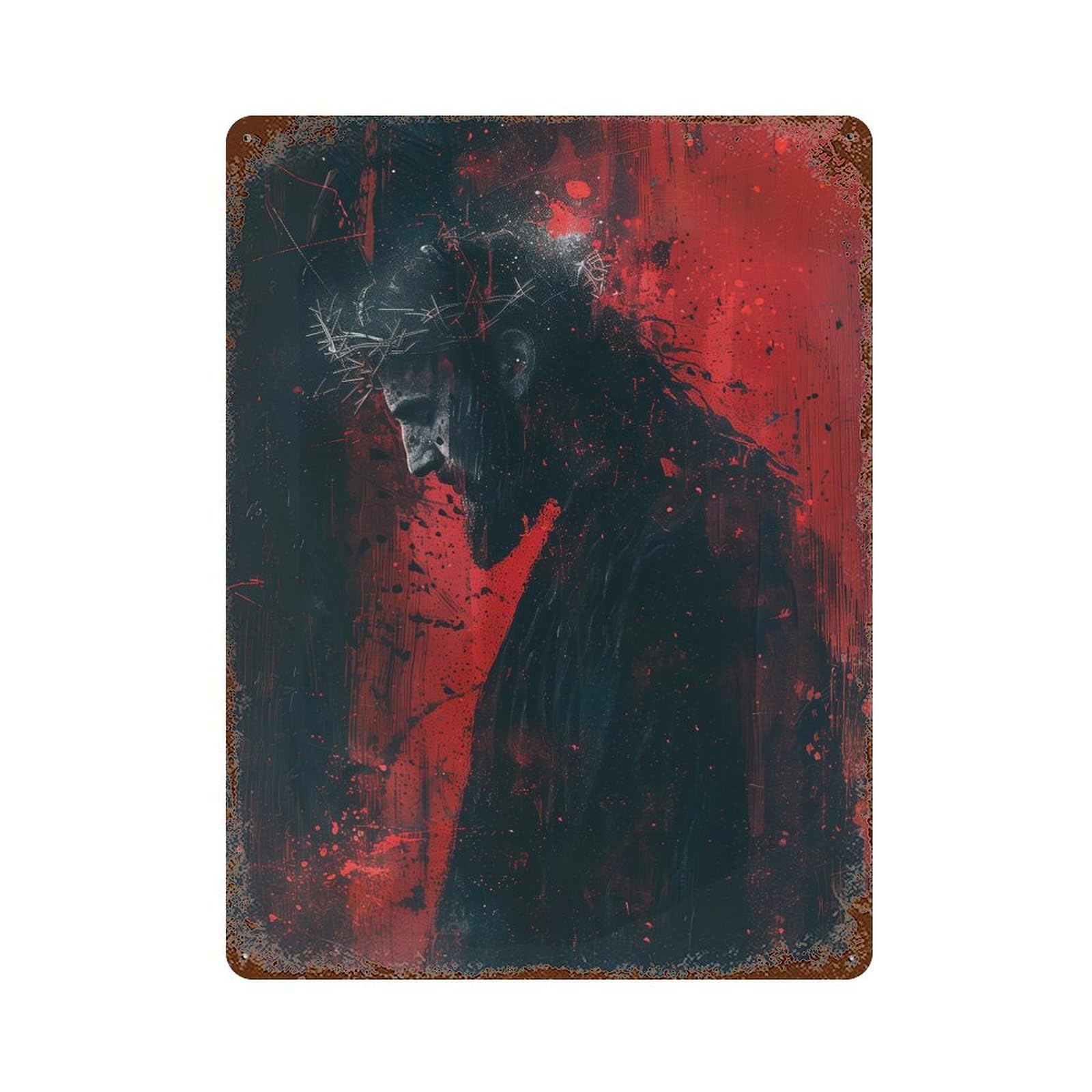 Bowing The Head Rusty Metal Tin Sign 15.7"x11.8", Ideal for Farmhouse, Kitchen And Entryway Decor