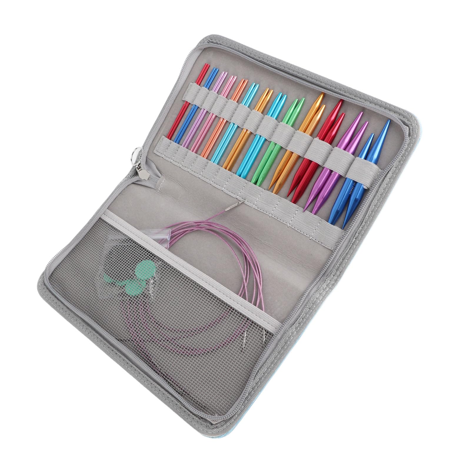 AMONIDA Juego de Agujas de Tejer Circulares, Agujas Lisas Intercambiables de 3-10 Mm para Tejer Suéteres y Sombreros con Bolsa de Almacenamiento