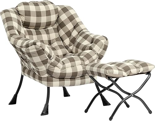 Miniatura 14 de HollyHOME - Silla perezosa con reposabrazos y bolsillo lateral, cómoda silla de sala de acento, sillón de sofá de ocio para sala de estar, recámara,