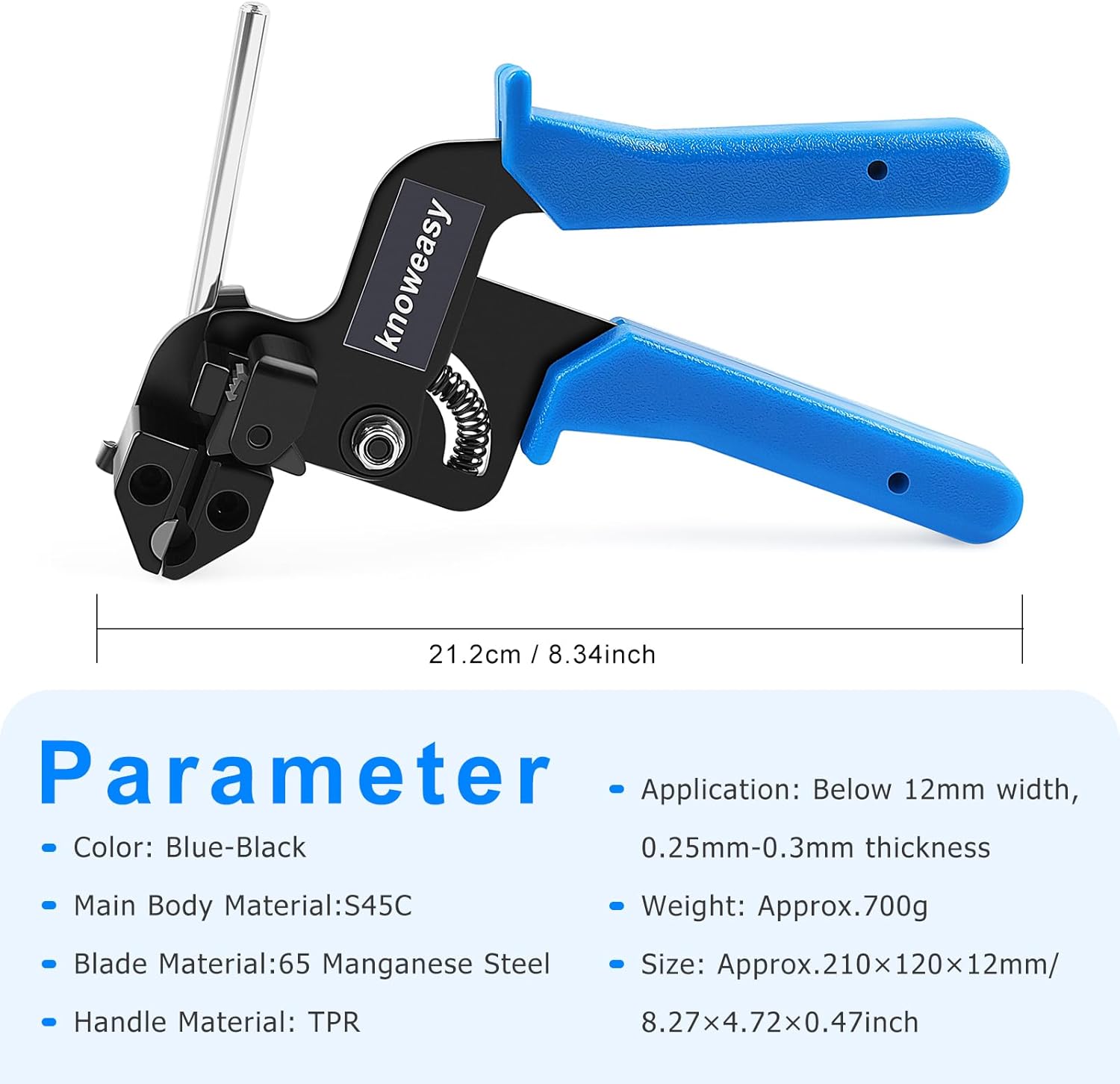 Knoweasy Stainless Steel Zip Tie Gun with 100 Heavy-Duty Cable Ties - Professional Zip Tie Tensioning Tool for Industrial, Office, and Home Use