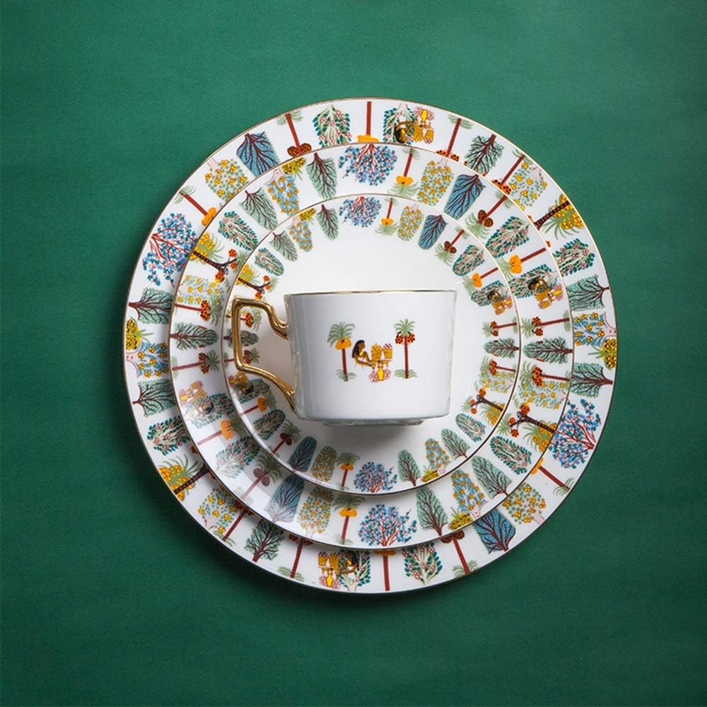 Egyptian Mural Design Bone China Dinner Plates Dish Coffee