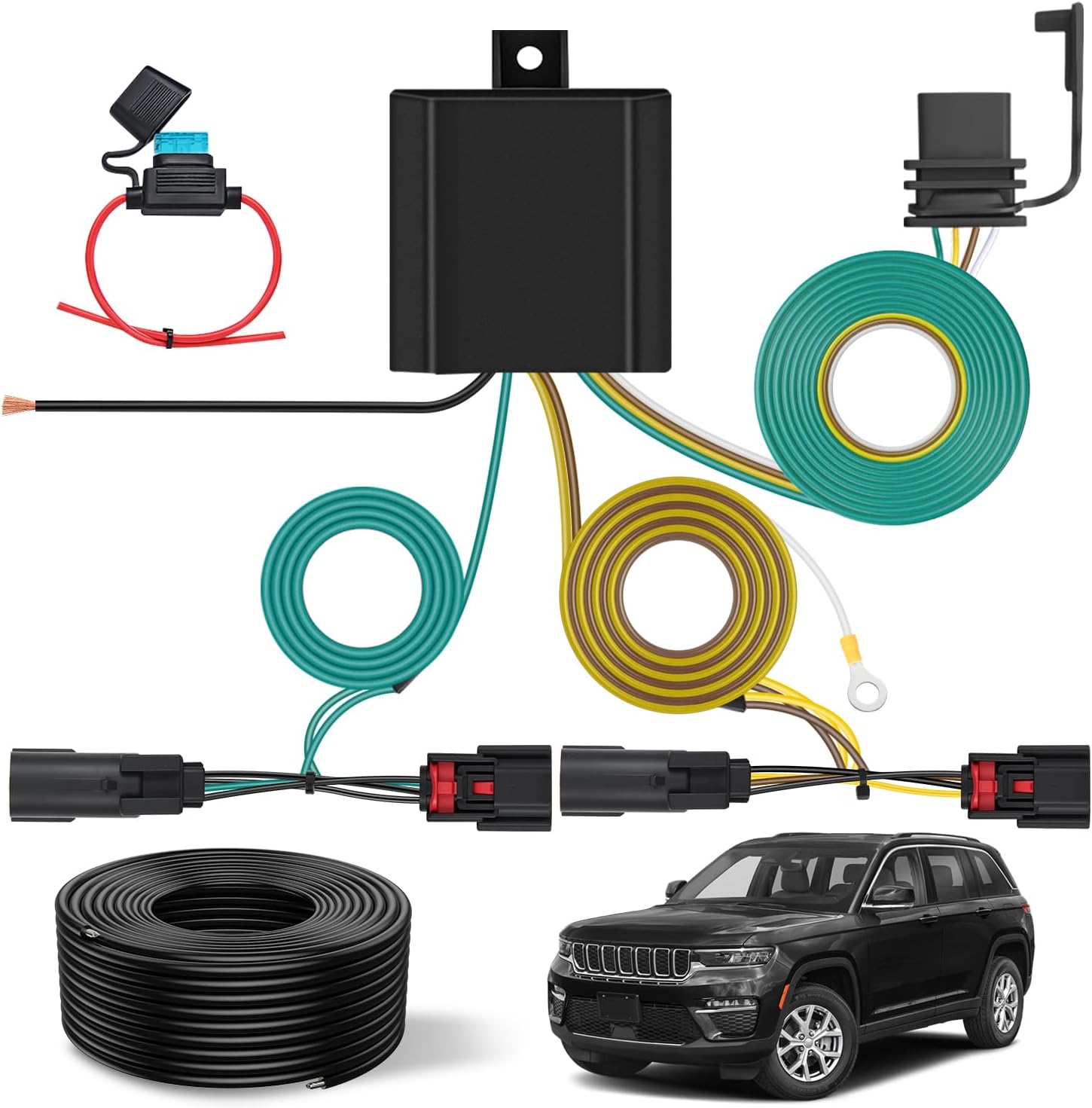 Nilight 4 Pin Trailer Wiring Harness Kit 118847/56473 Vehicle Standard 4 Way Connector Custom for 2022 2023 2024 2025 Jeep Grand Cherokee 2021-25 Grand Cherokee L Simple Fit Hitch Accessories