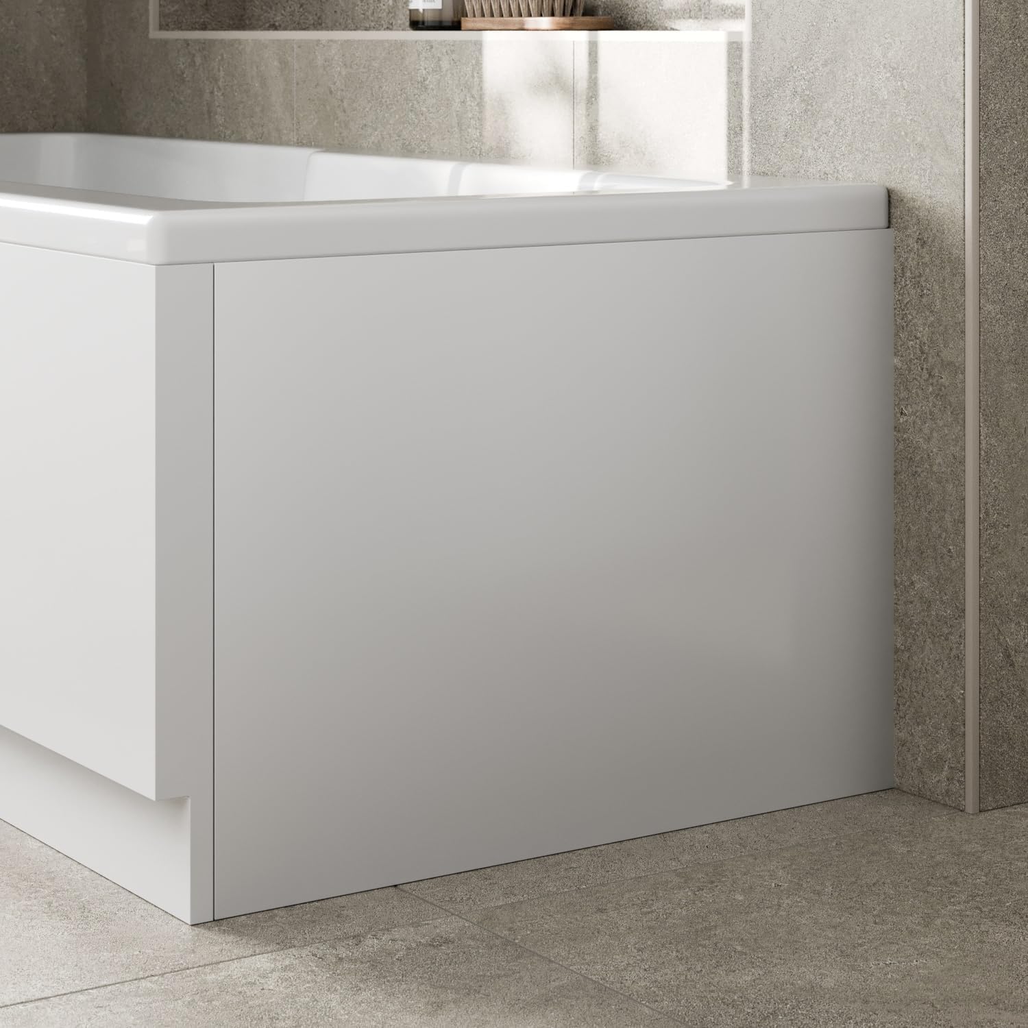 Baystone Modern 800mm End Acrylic Bath Panel Panels for Bathroom Baths Soaking Tubs, Easy to Cut, White Gloss