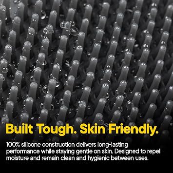 TOOLETRIES The Scrub King Silicone Shower Set for Men & Women, Hygienic Silicone Exfoliating Bath Set with Back Scrubber, Body Scrubber, Face Scrubber, Scalp Massager, Hooks & Holder - Charcoal