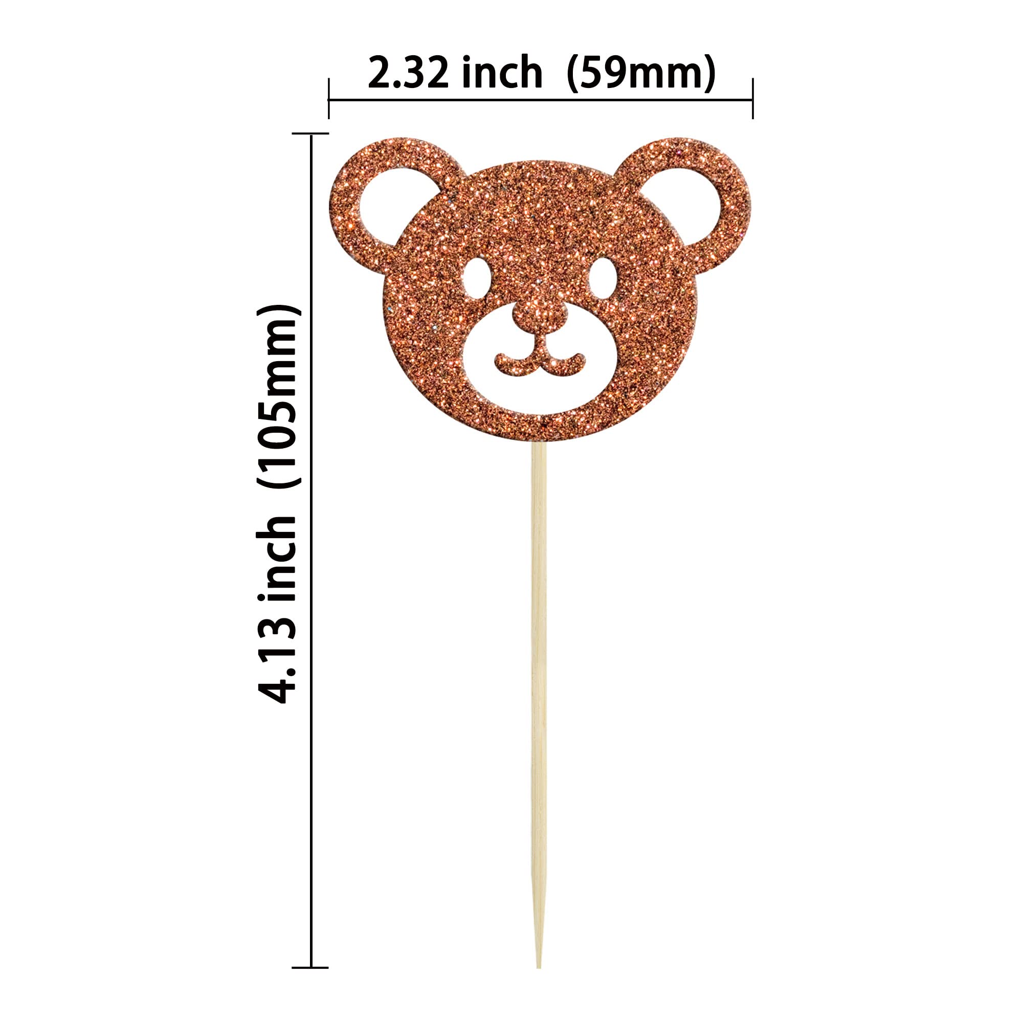 Gyufise 24Pcs Bear Head Cupcake Toppers Bear Babyshower Birthday Cake Decorations for Animals Themed Baby Shower Birthday Party Cake Decorations Supplies