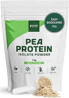 Pea Protein Isolate Powder 1KG, Unflavoured, 84% Plant Protein, Vegan | Dairy-free, non-GMO, easy-dissolving protein isolate, 40 servings - for shakes, smoothies, porridge & baking