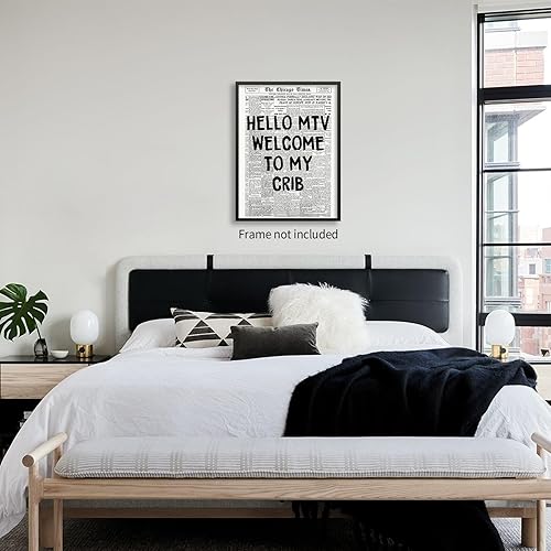 Miniatura 5 de Arte de pared con texto en inglés "Welcome to My Cune", póster vintage de periódico en blanco y negro, impresión en lienzo estético retro de los