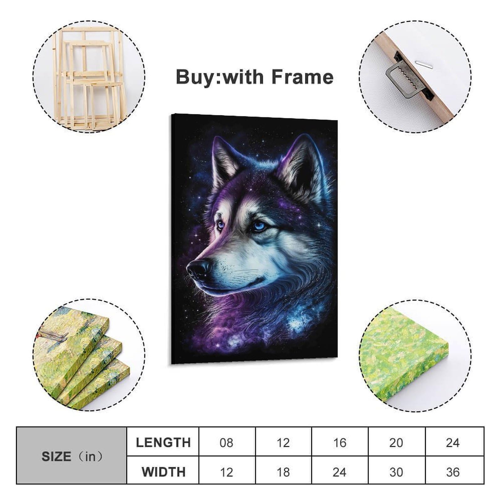 Galaxie Wolf Leinwand Bild 3D-Druck Wohn-Deko wasserfest Schlafzimmer nan