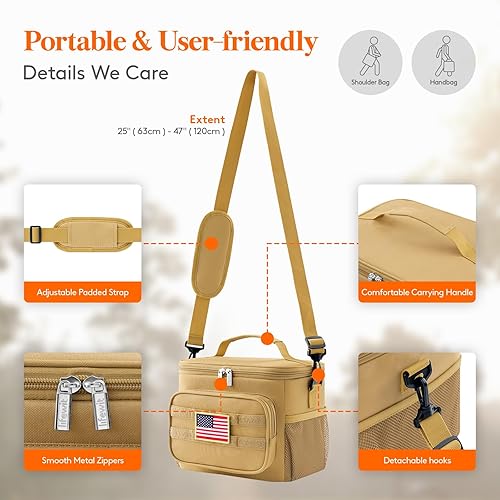 Miniatura 7 de Lifewit Lonchera táctica para hombres, bolsa de almuerzo aislada para adultos, bolsa de almuerzo grande resistente a prueba de fugas para mujeres