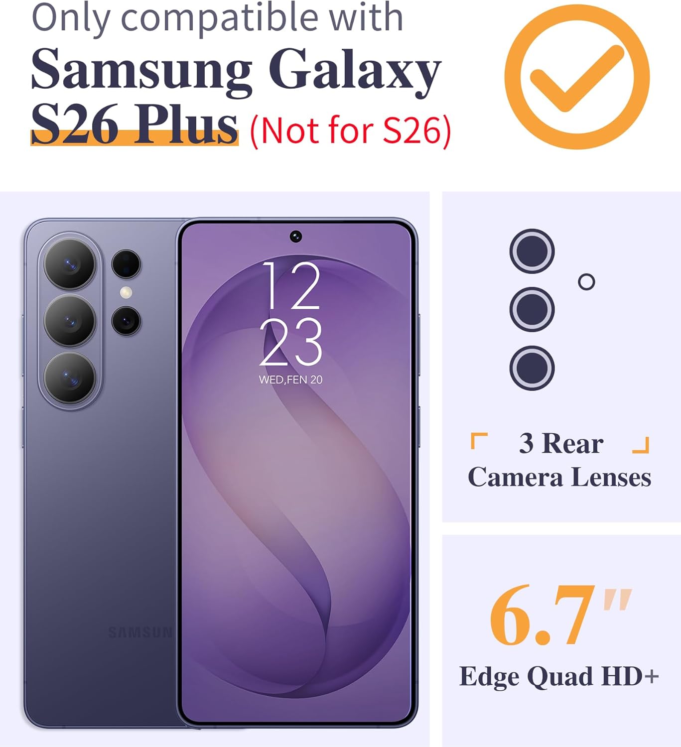 GVIEWIN Bundle-Compatible with Samsung Galaxy S26 Plus Case（Alluring Butterfly/Purple）+ Glitter Cell Phone Ring Holder (Glitter/Purple)(2 Items Bundle)