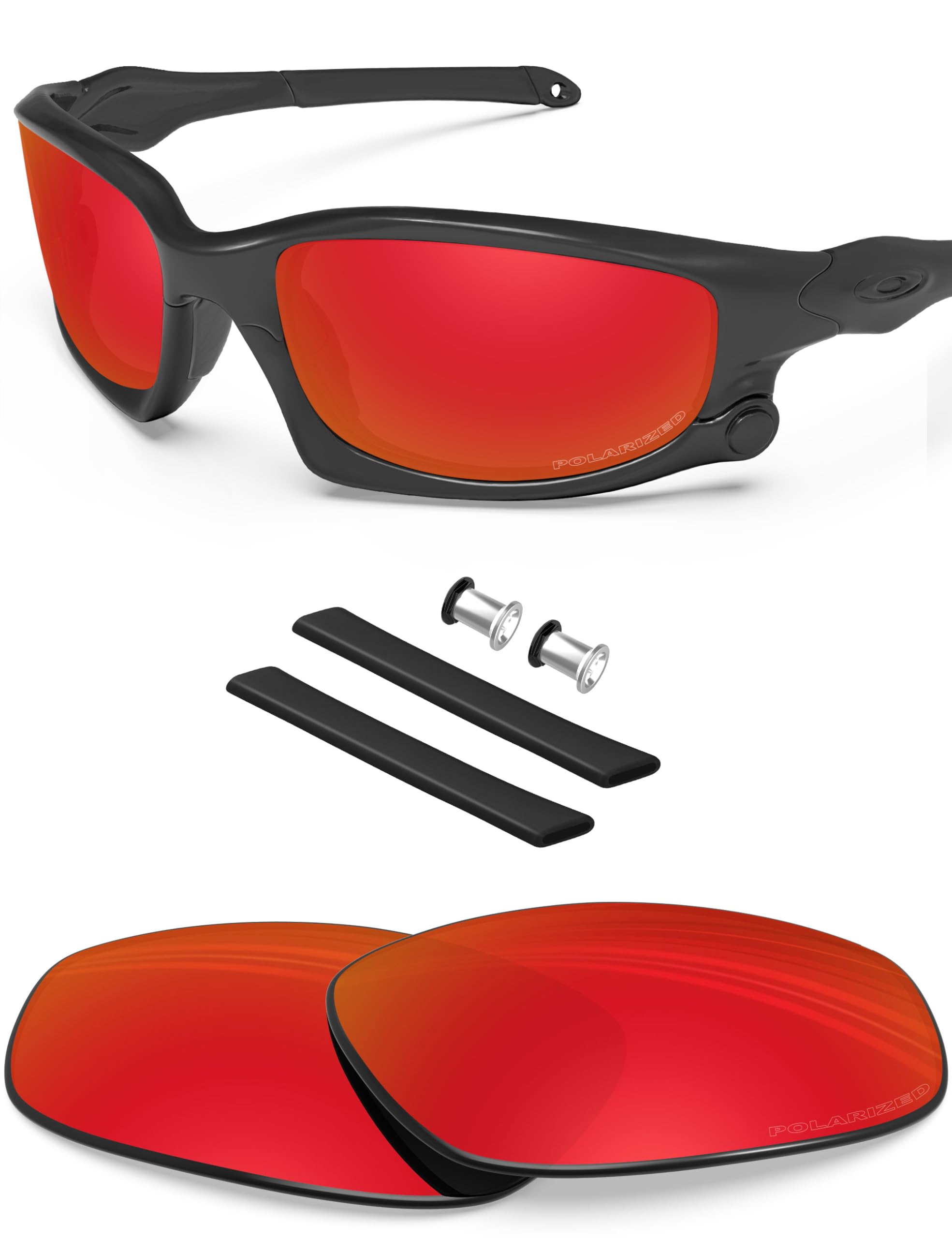 Blazerbuck Men's Fire Red Polarized Anti-Salt Polarized Replacet Lenses For Oakley Split Jacket Oo9099 - Fire Red