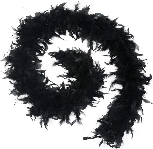 CYCFMYYLY Colorful Feather Boa, 2 Meters Long - Approx 80 G. for Crafts Fluffy Black Feather Boa DIY Girl's Fancy Dress Accessories Christmas Carnival, Dancing Wedding Party