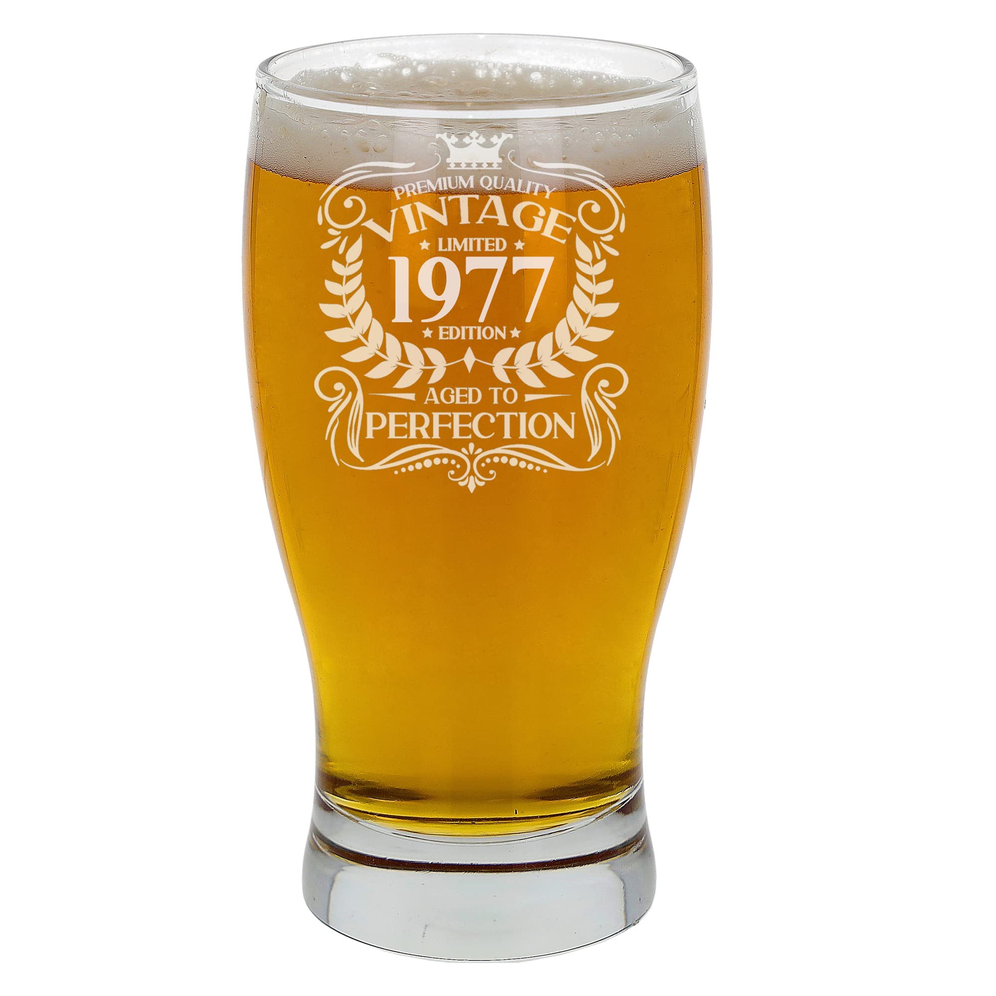 Always Looking Good 49th Birthday Gift for Men Vintage 1977 Aged to Perfection Engraved Pint Beer Glass Present for 49 Year Old Etched Cider Lager Beer Tulip Pint Glasses โ image 1