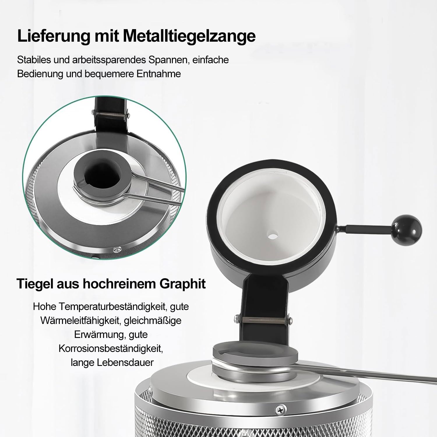 Goldschmelzofen, 1800W 1150°C Elektrischer Digitaler Schmelzofen mit Schutznetz und 3kg Graphit-Tiegel zum Schmelzen von Gold, Silber, Kupfer, Aluminium