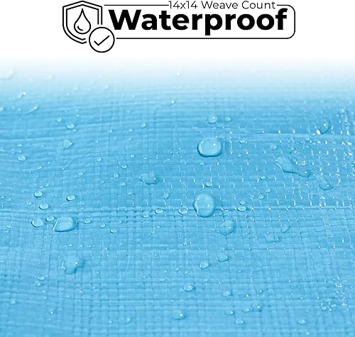 Vista 18 de Juego de lona resistente de 10 x 12 pies, impermeable, cubierta de lona de 12 mil de grosor con 15 cuerdas elásticas con bolas, uso multiusos