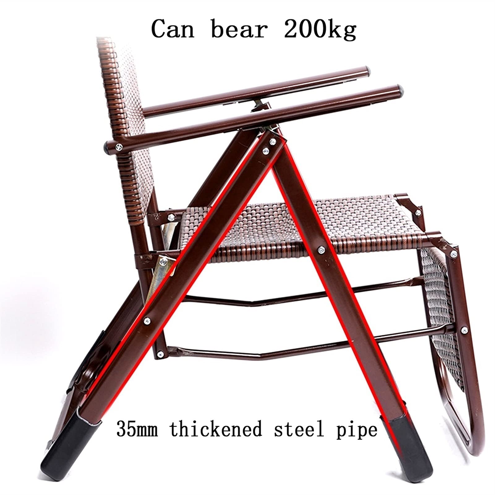 sdneNest Sedia a sdraio da spiaggia, reclinabile, lettino, per giardino e campeggio all'aperto, utilizzabile per esterni, interni, picnic, pesca, tempo libero, ecc. Marrone, 152 x 47 cm