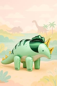 Large Triceratops Dinosaur Balloon 3D Standing Dino Foil Balloon for Kids Birthday Green Dinosaur Party Decoration for Boys, Girls, and Jurassic-Themed Celebrations