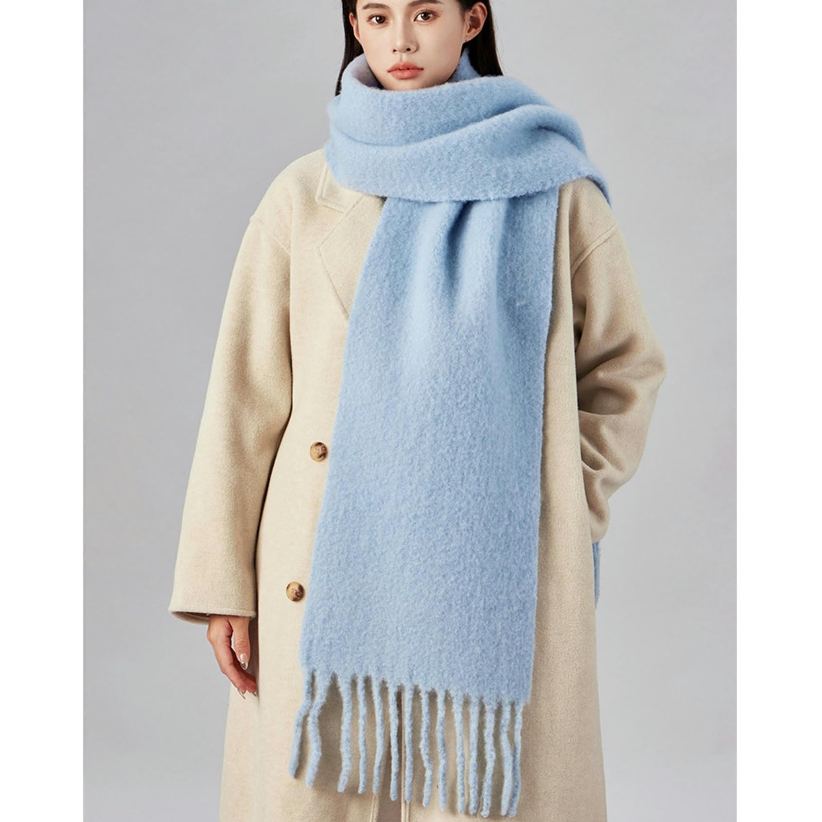 JOASIS Schal Für Damen Herbst Winter Damen Mischschal High-end Einfach Vielseitiger Tassel-schal Dicker Nackenschal-gelb-210 * 30 cm