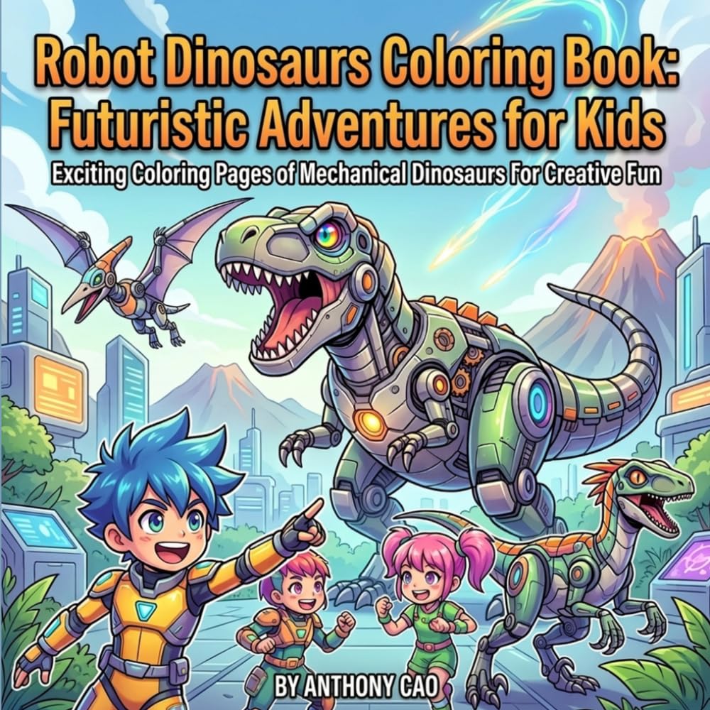 Robot Dinosaurs Coloring Book: Futuristic Adventures for Kids: Exciting Coloring Pages of Mechanical Dinosaurs for Creative Fun