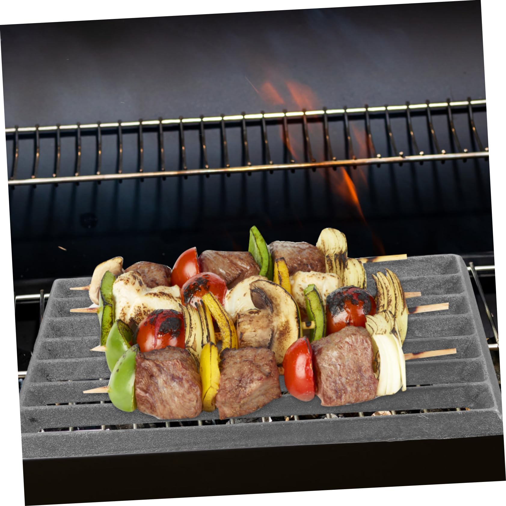 Rechteckiger Grillrost aus Gusseisen Vielseitig Einsetzbar mit Maximaler Wärmespeicherung Robustes Schwarzes Material als Ersatzrost für Grill und Kamin