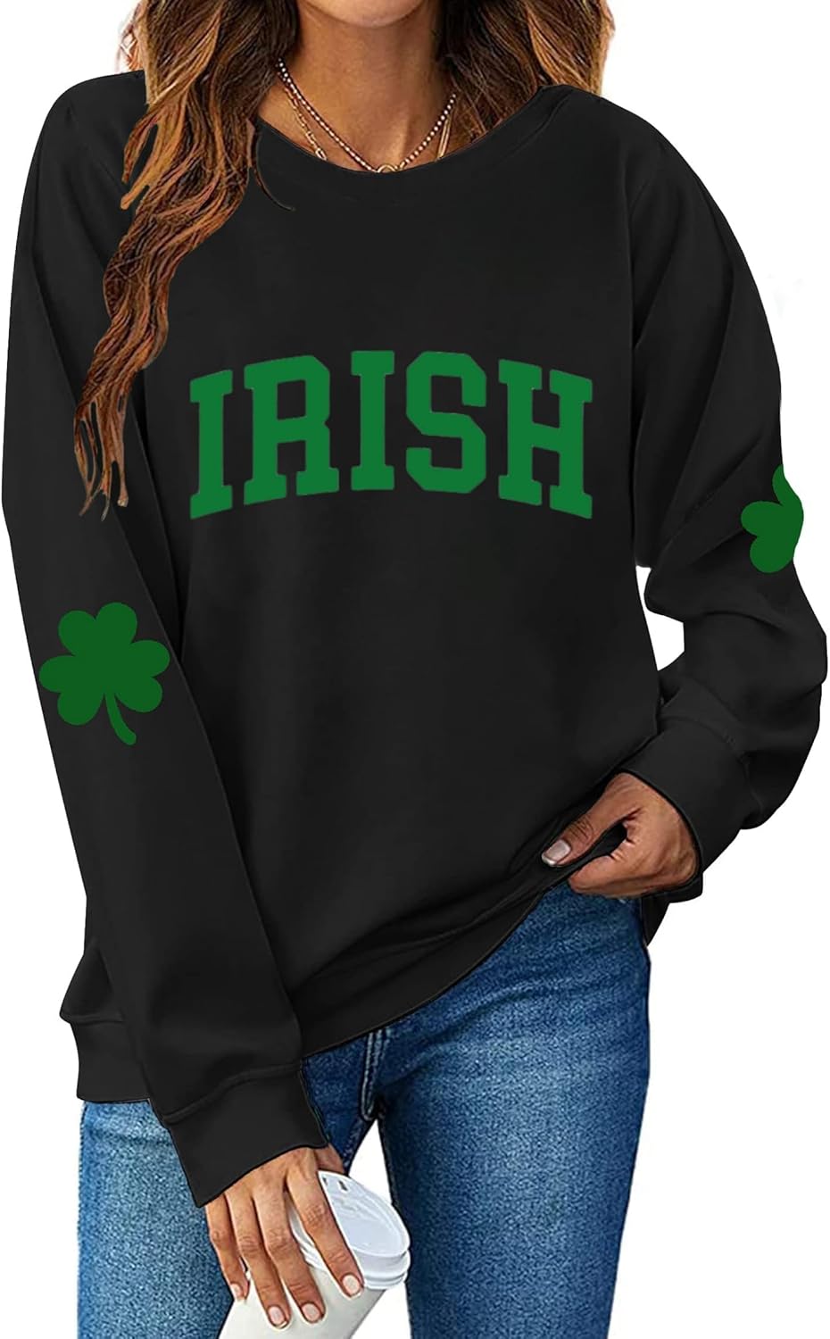 Muhuyi St. Patrick's Day Sweatshirt for Women Lucky Shamrock Long Sleeve Irish Shirt Ireland Pullover Tops