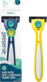 Preserve Shave 5 Five Blade Refillable Razor, Made from Recycled Materials, Sunshine Yellow