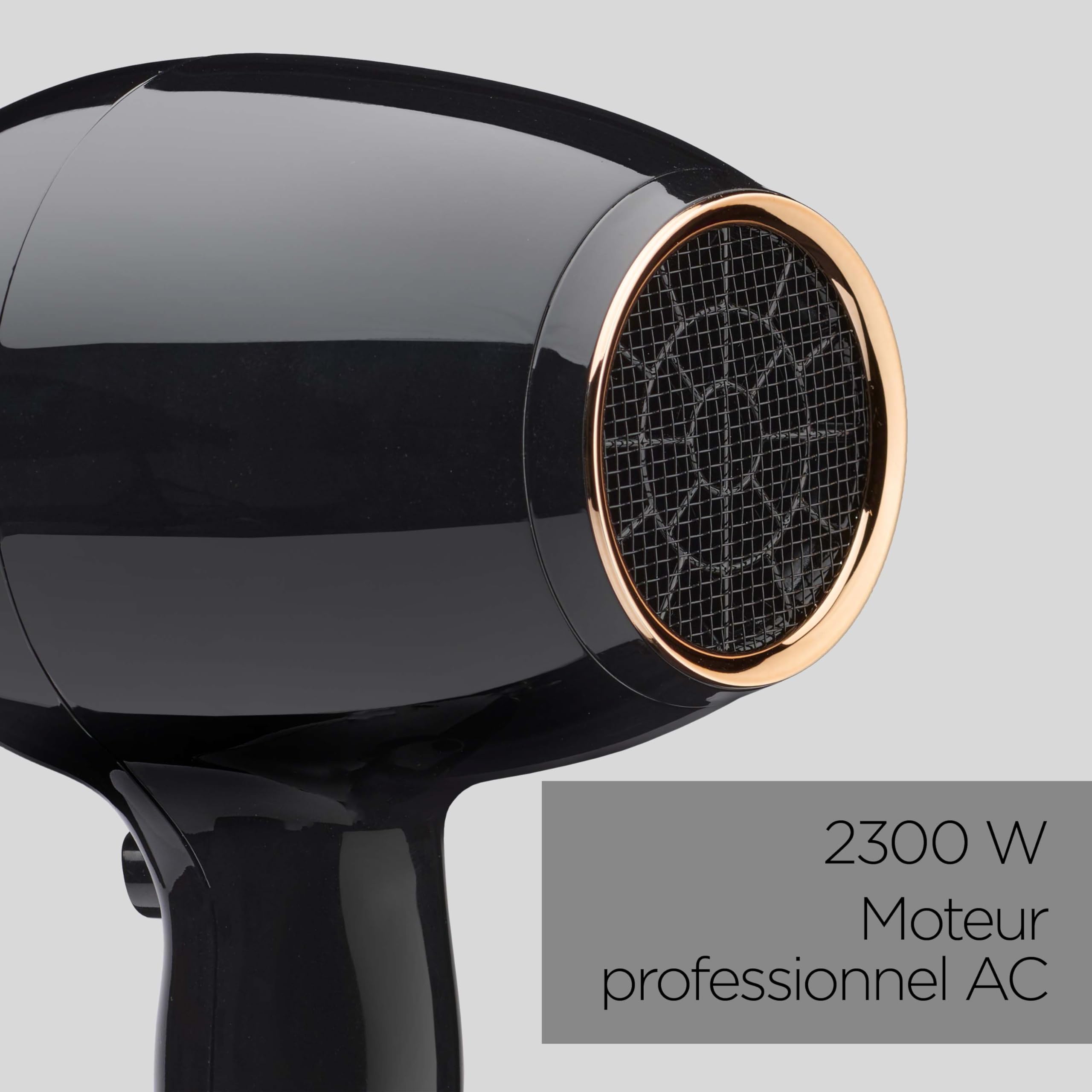 BaByliss Sèche-cheveux Pro Power - Sèche-cheveux puissant de 2300W, Moteur AC Professionnel, Technologie Ionique Anti-Frisottis, 3 réglages de température & 2 réglages de vitesse, Noir, D5245E