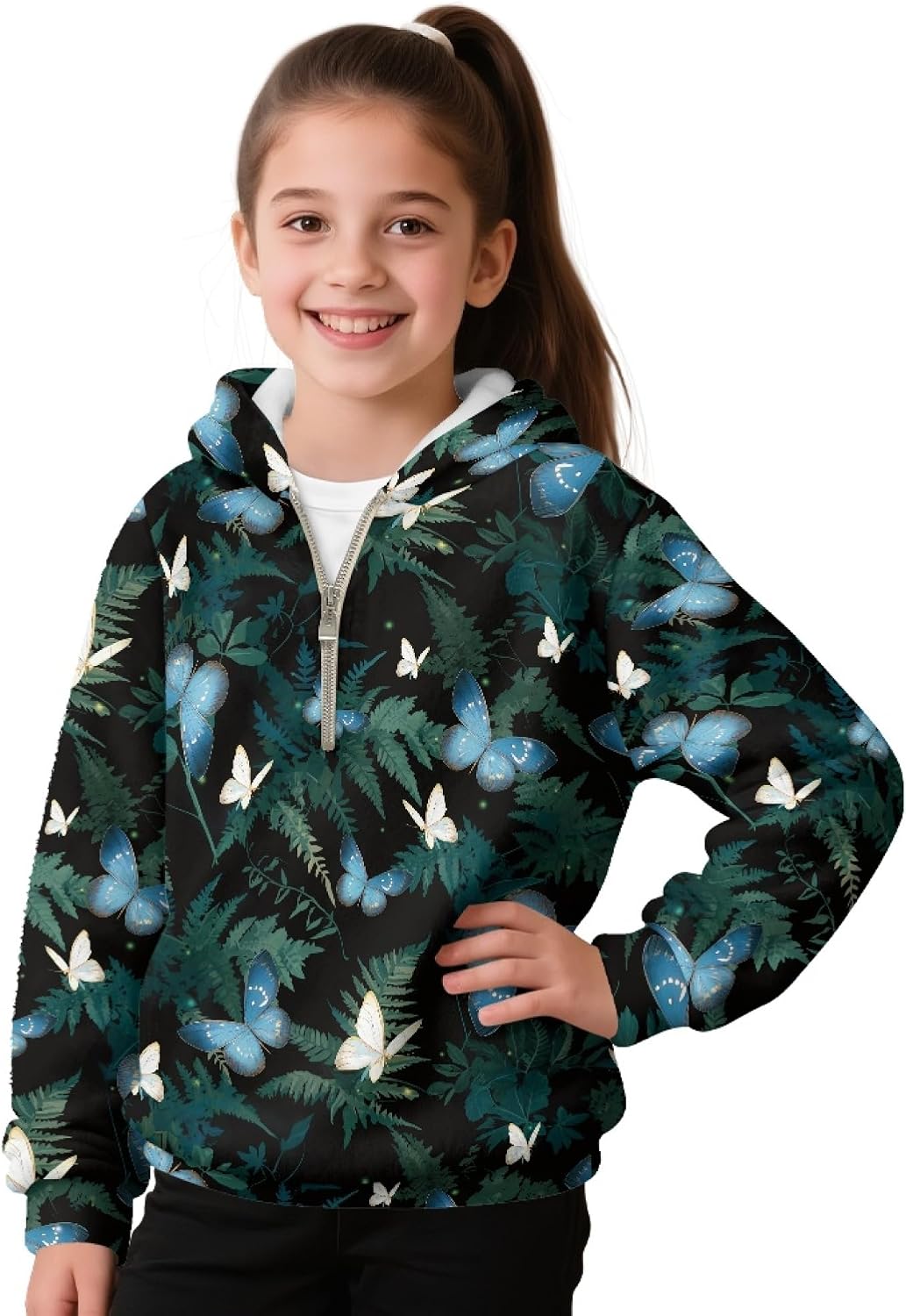 Hawapod Sweatshirts For Girls Casual Daily Pullover Hoodies Spring Fall Long Sleeves Half Zip Sweatshirt With Pockets
