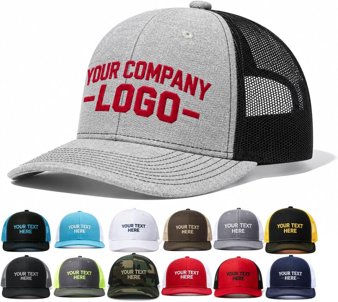 Custom Embroidered Trucker Hat Mesh Breathable Baseball Cap Adjustable Snapback for Men Women