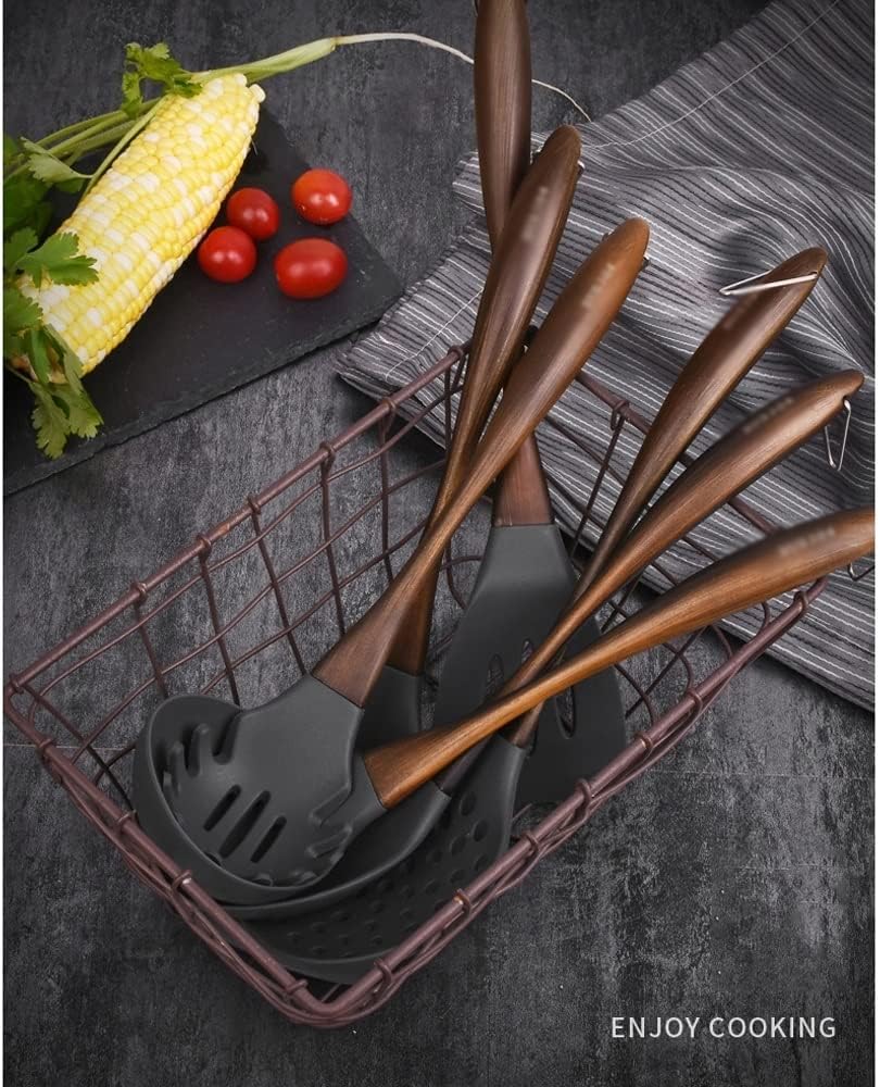 6 Piece Silicone Kitchen Utensil Set, Cooking Utensils Set, Non-Stick Silicone Cooking Utensils, Heat Resistant 446°F Cookware Utensil Set, Kitchen Utensils Set with Holder