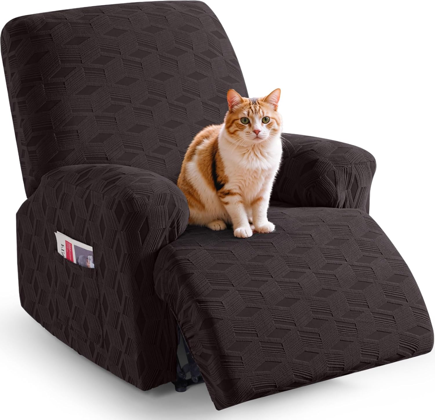 TAOCOCO Oversized Recliner Cover Stretch Recliner Chair Covers, Jacquard Reclining Chair Cover, Furniture Protector Sofa Slipcovers Couch Covers with Elastic Bottom for Kids, Pets (Chocolate) TAOCOCO Oversized Recliner Cover Stretch Recliner Chair Covers, Jacquard Reclining Chair Cover, Furniture Protector Sofa Slipcovers Couch Covers with Elastic Bottom for Kids, Pets (Chocolate)
