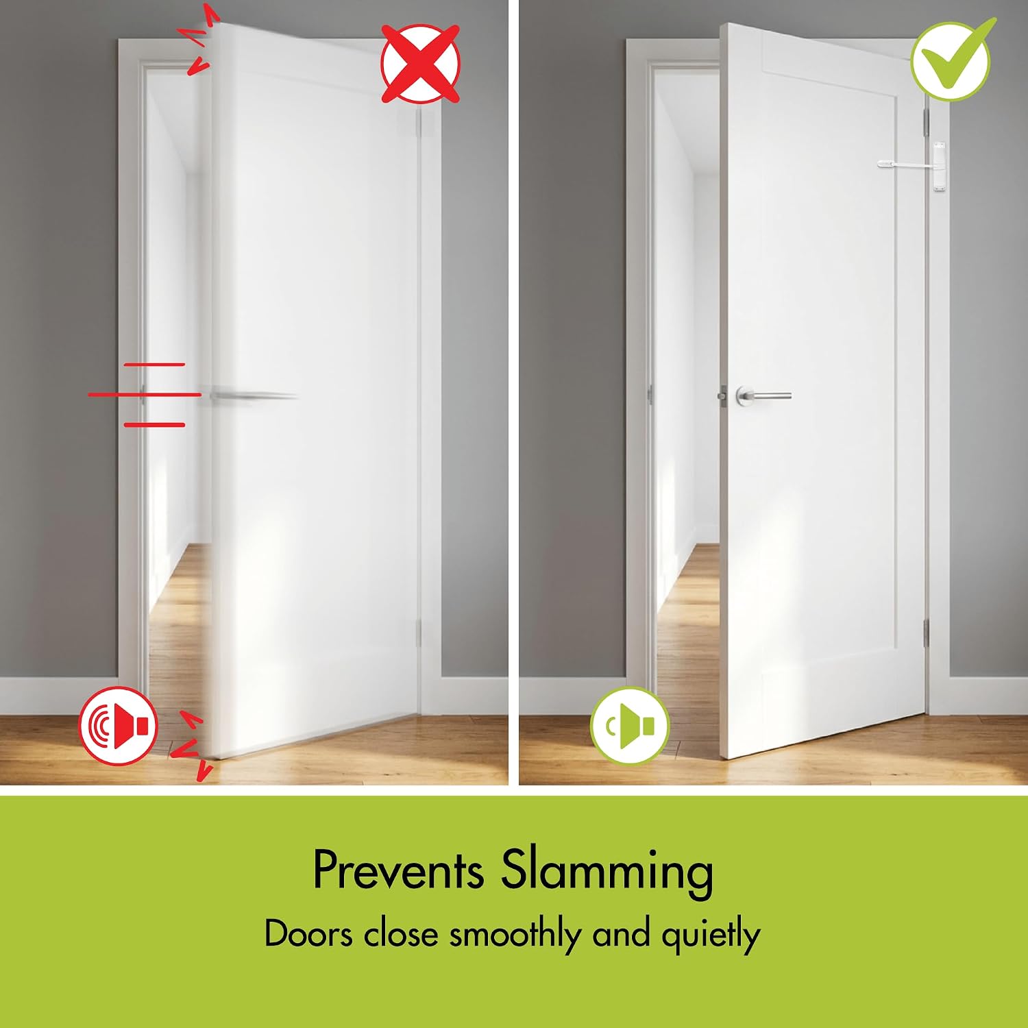 Ideal Security - Automatic Spring Door Closer for Interior Doors, Child & Pet Safe, Stops Door Slamming, Smooth and Quiet Operation, Easy DIY Install, White