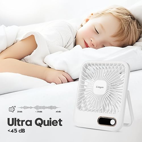 Miniatura 5 de Ventilador recargable portátil  Ventilador de escritorio plegable de 6 velocidades con batería de 4000 mAh, ventilador personal ultra silencioso