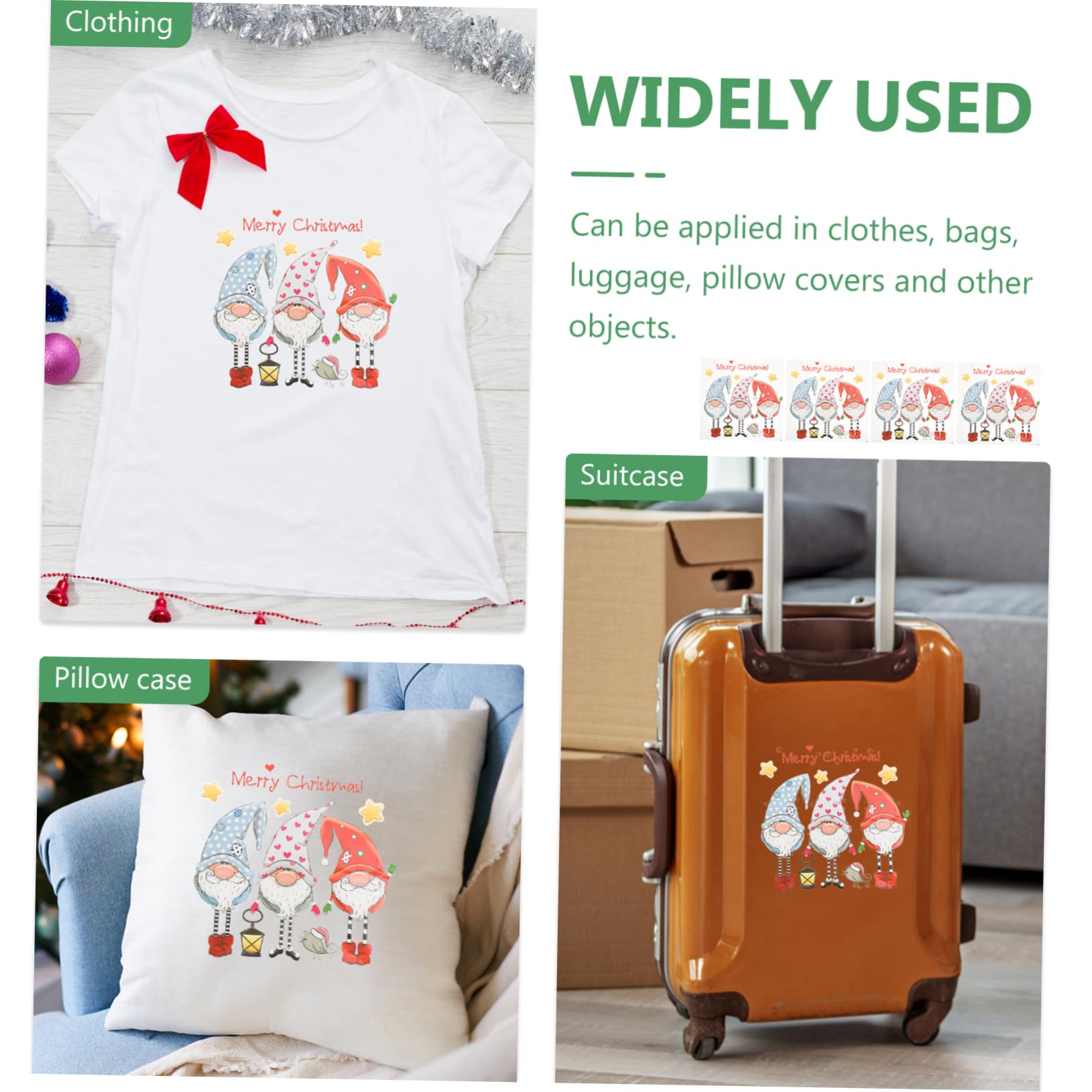 4 Thermocollants Gnomes De Noël - Stickers à Transfert Thermique Pour Personnaliser Vêtements Et Accessoires - 5