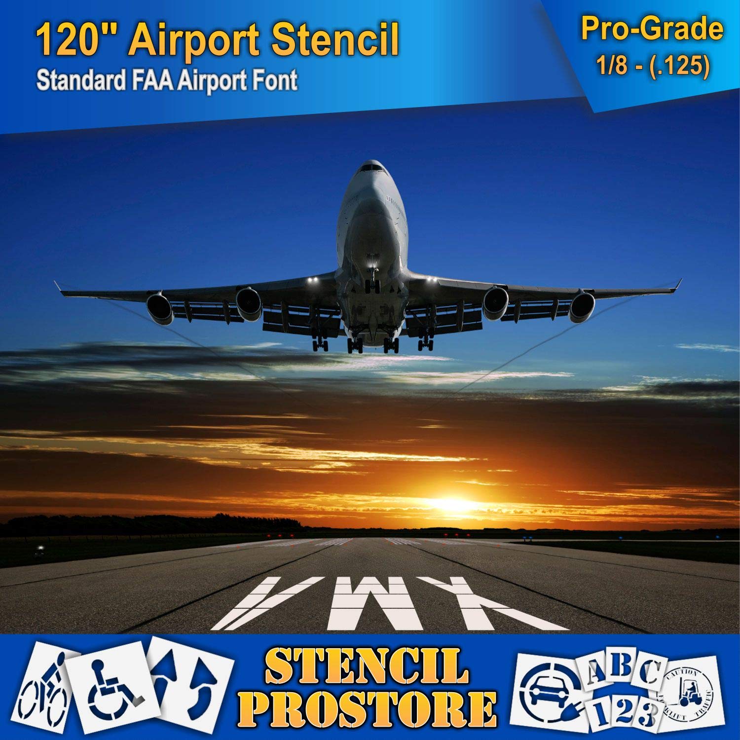 Airport FAA 120 in. Letter W Stencil - 120'' x 44'' x 1/8" (128 mil) - Pro-Grade