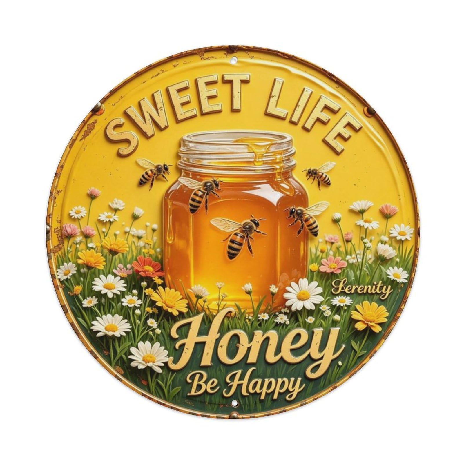 Honey Be Happy Metal Tin Sign Plaque