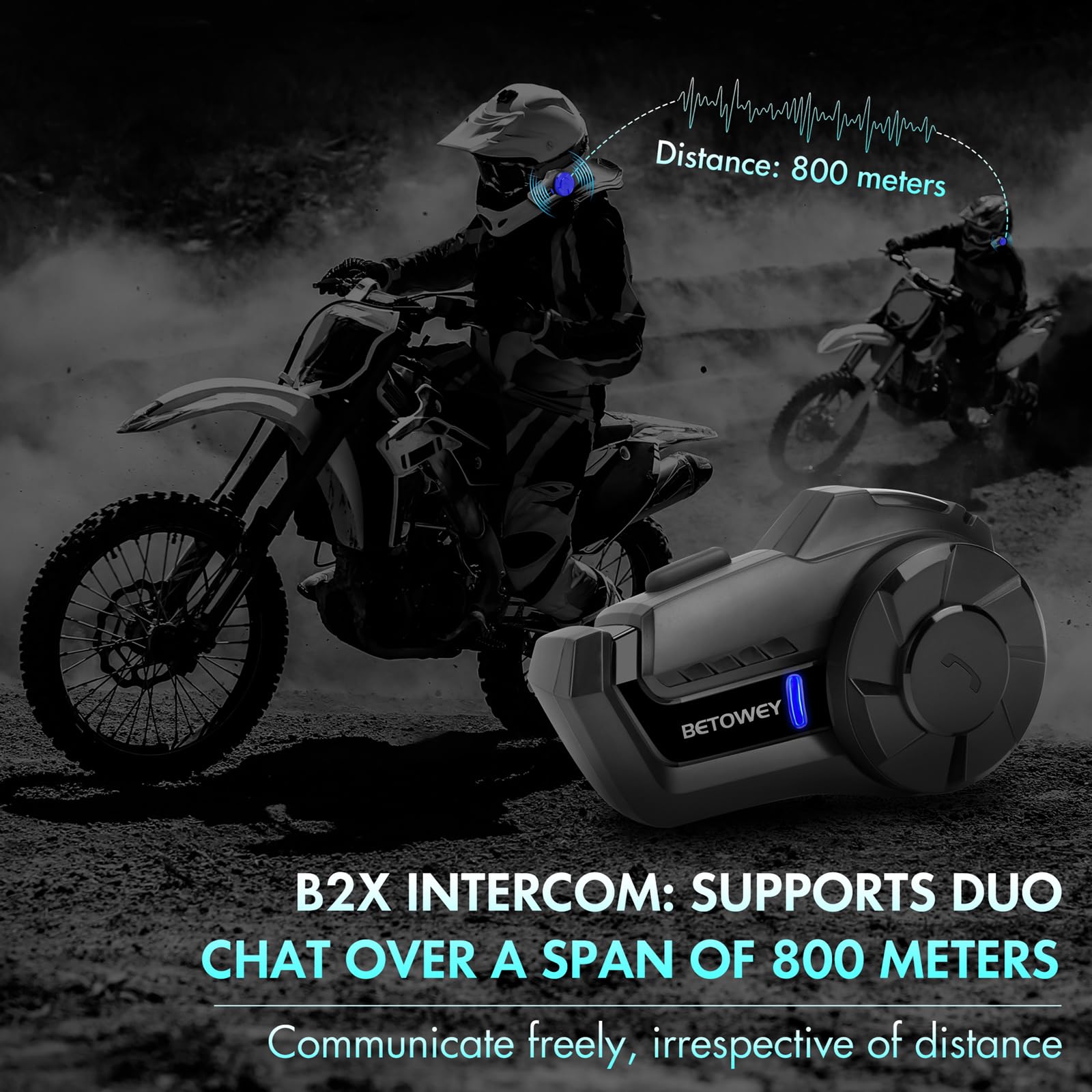 Interfono Moto, Cuffie Bluetooth Casco B2X Sistema di Comunicazione Wireless 5.1 con Condivisione Musica, Assistente Vocale, Radio FM, Distanza Interfono fino a 800-1000 metri (1 Pezzo)