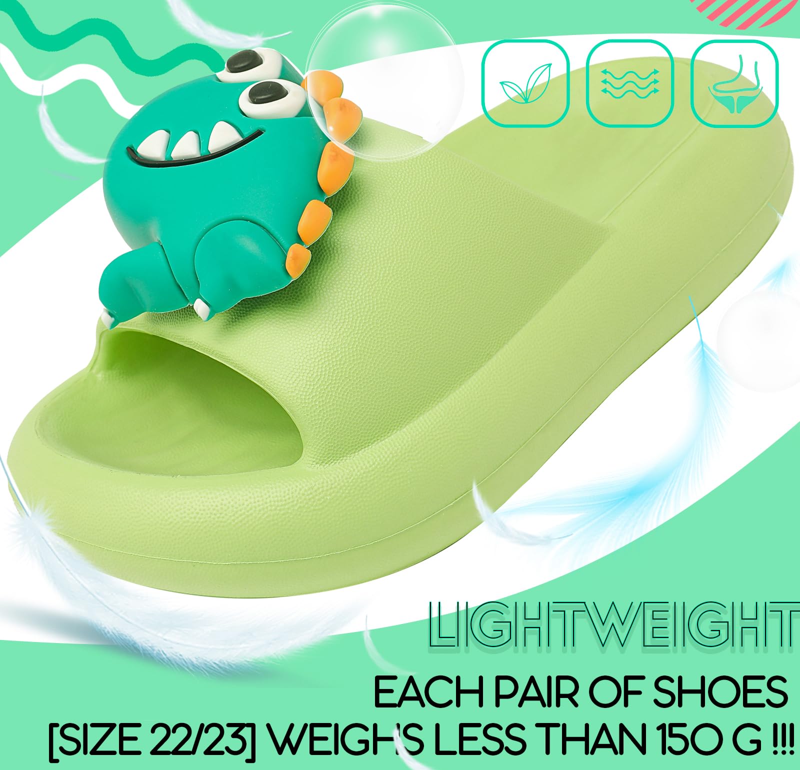 Chanclas de Baño Antideslizantes para Niños y Niñas - Ultraligeras <150g (Tallas 22/23 EU) - 20-36 EU, Sandalias Zapatillas EVA para Baño, Playa, Piscina, Jardín Interior y Exterior — view 3