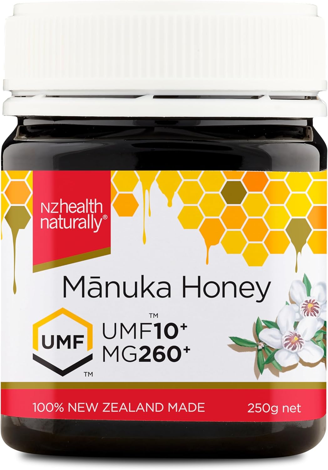 Nz Health Manuka Honey 10+ UMF & 260+ MGO, 250 Grams | Natural Alternative Of Sugar & Sweeteners | No Added Colors & Additives | No Added Flavors & Preservatives
