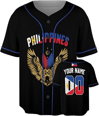 Custom Phillippines Baseball Jersey - Personalized Fan Pride Sport Shirts with Name Number, Softball Gifts Men Women