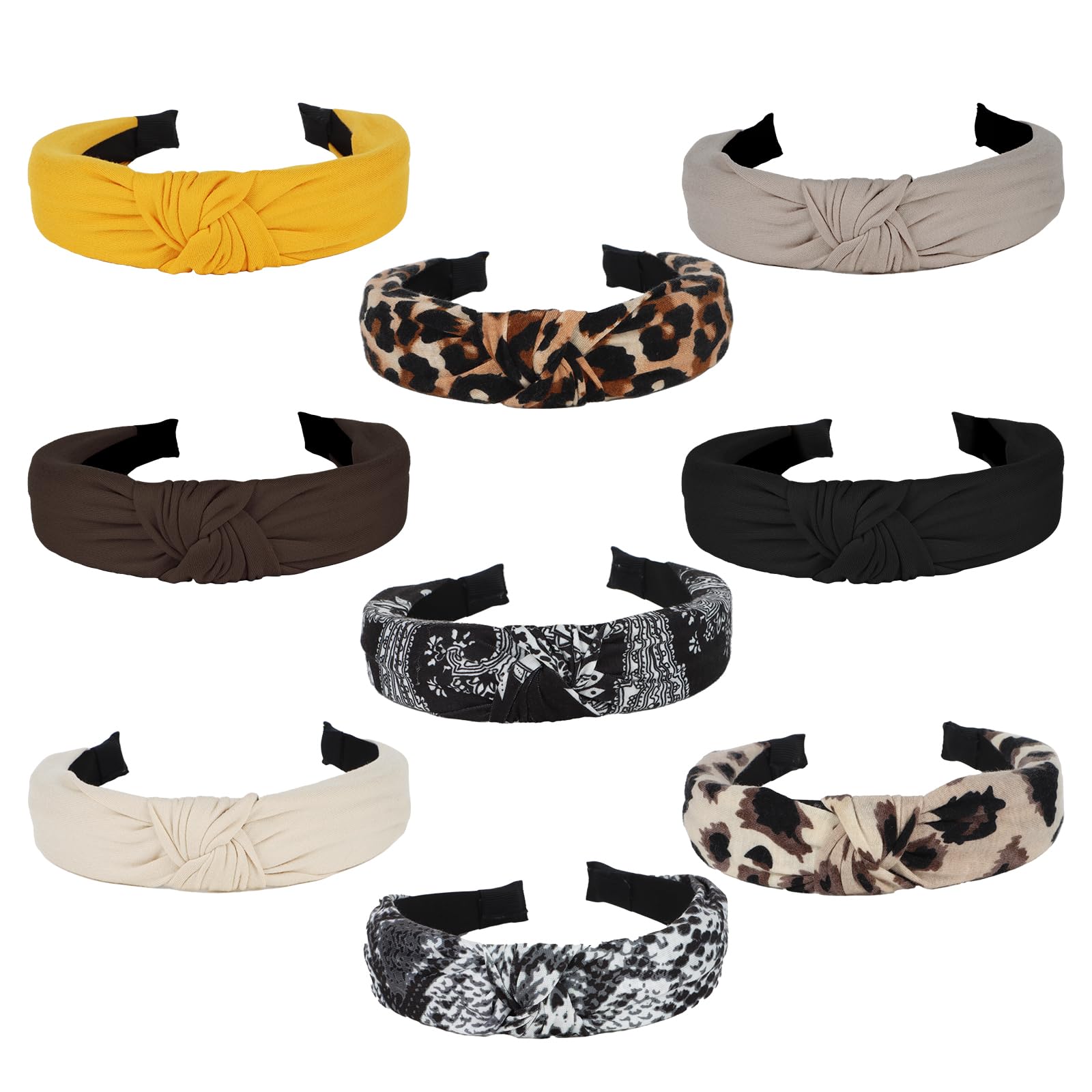 YARIEW Knotted Headbands for Women，9 Pcs Wide Womens Headbands Fashion Non Slip Floral Turban Headbands Thick Head Bands for Women Girls Hairband Hair Accessories Festival Gifts for Women's Hair