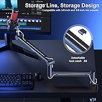 Vista 6 de Microphone Arm,Aokeo AK-58 Desk Low Profile Adjustable Mic Boom Arm Stand,Suitable For Blue Yeti,Snowball iCE, HyperX QuadCast,SoloCast,Elgato
