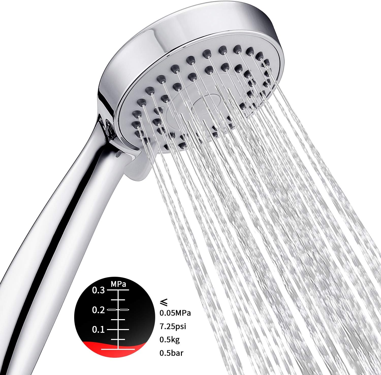 Shower Heads, Fivanus 20 CM Large High Pressure Rainfall Shower Head, Bathroom Fixed Spray Mount with Solid Brass Swivel 1/2 Ball Connector Round Waterfall Showerhead Universal Fitting Water Restriction Valve Included , Chrome Finished