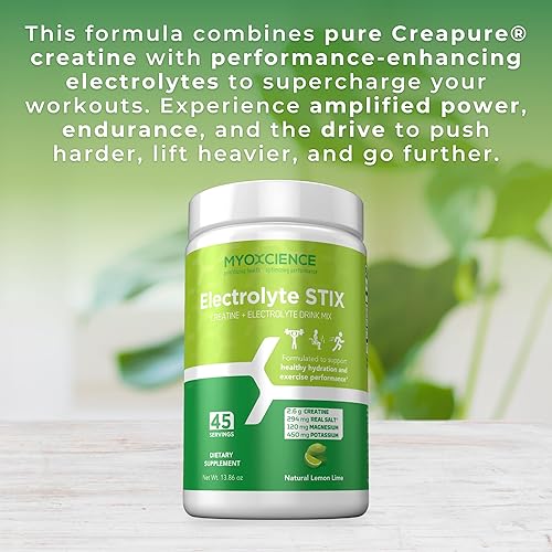 Miniatura 3 de MYOXCIENCE Electrolyte STIX  Polvo de electrolito de creatina  Recuperación del ejercicio y el desarrollo muscular con sal real (sabor a lima limón)